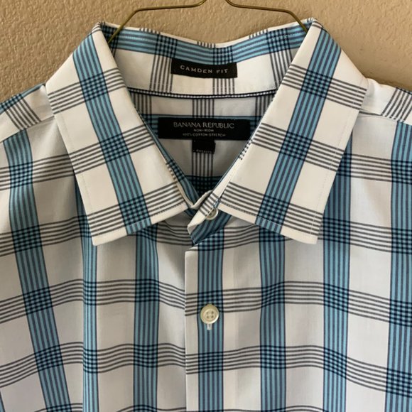Banana Republic Blue and Gray Plaid Button Down - Picture 3 of 7
